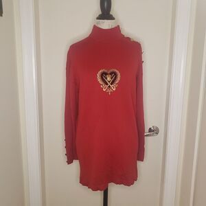 Embroidered heart sewing crest sweater